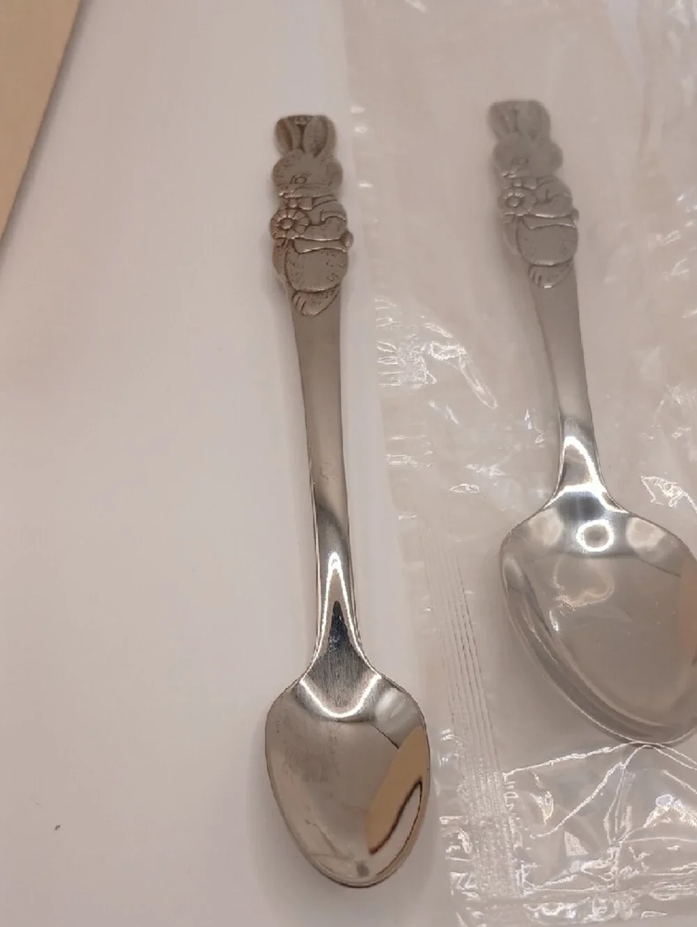 Oneida Peter Rabbit Child's Vtg Stainless Flatware Set of 4 (3 new, 1 used)